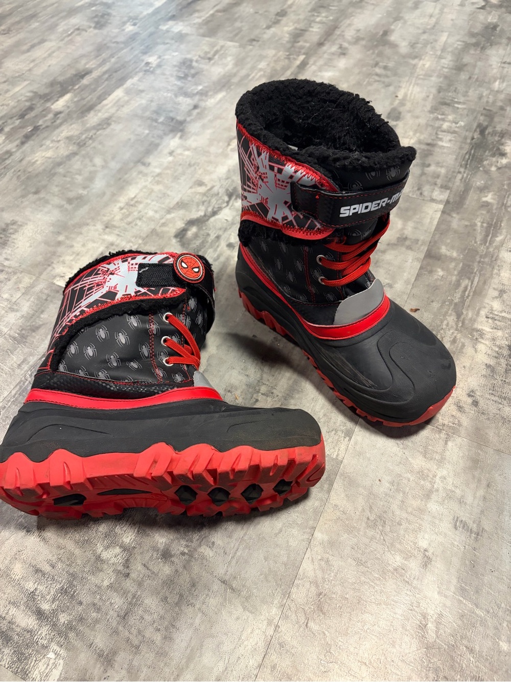 Kids Spiderman Kids Black and Red Snow Boots
